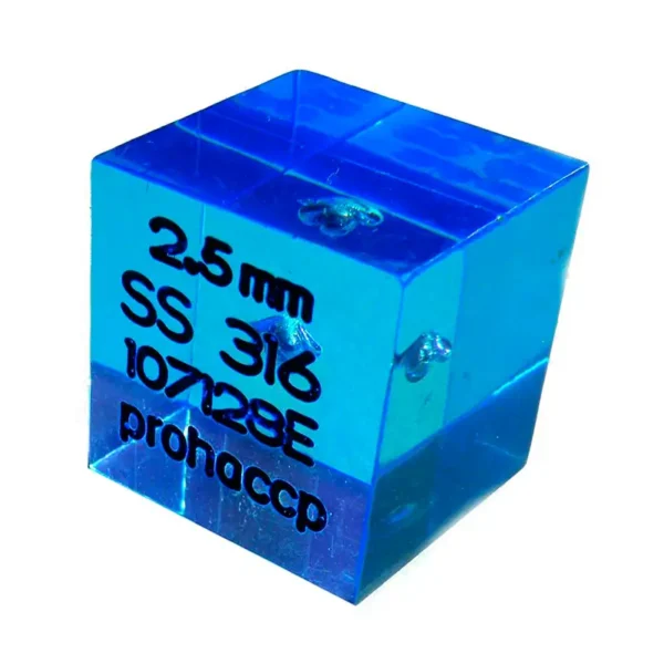 Metaldetektor teststykke kvadratisk 20x20x20 mm, SS316